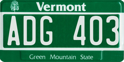 VT license plate ADG403