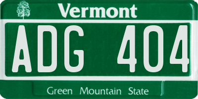 VT license plate ADG404