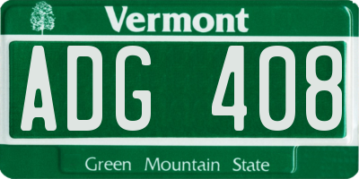 VT license plate ADG408
