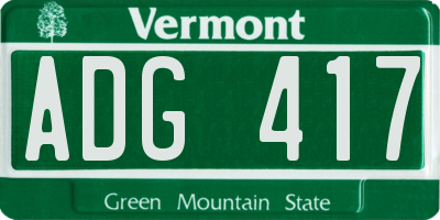 VT license plate ADG417