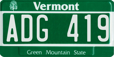 VT license plate ADG419