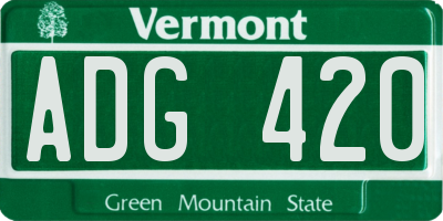 VT license plate ADG420