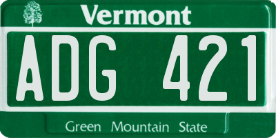 VT license plate ADG421