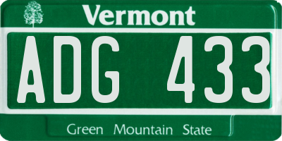 VT license plate ADG433