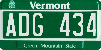 VT license plate ADG434