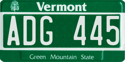 VT license plate ADG445