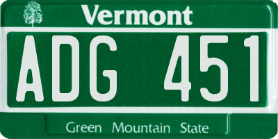 VT license plate ADG451
