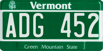 VT license plate ADG452
