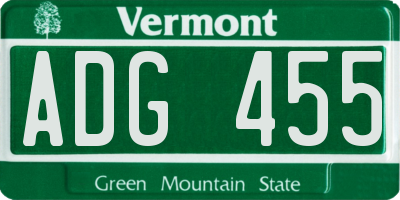 VT license plate ADG455