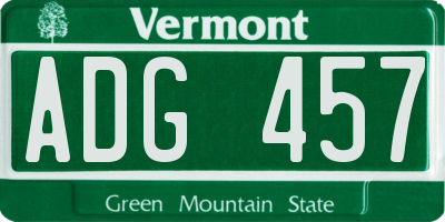 VT license plate ADG457