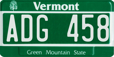 VT license plate ADG458