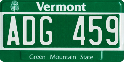 VT license plate ADG459