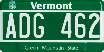 VT license plate ADG462
