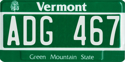 VT license plate ADG467