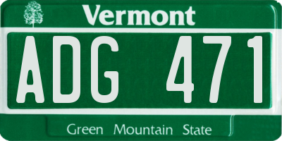 VT license plate ADG471