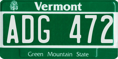 VT license plate ADG472