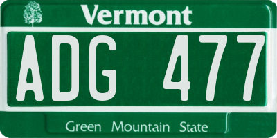 VT license plate ADG477