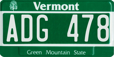 VT license plate ADG478