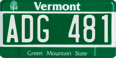 VT license plate ADG481