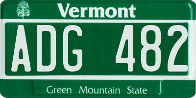 VT license plate ADG482