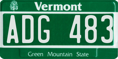 VT license plate ADG483
