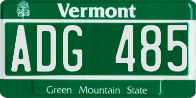 VT license plate ADG485