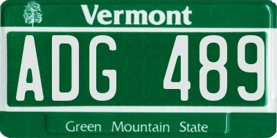 VT license plate ADG489