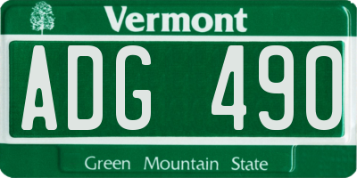VT license plate ADG490