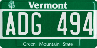 VT license plate ADG494