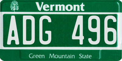 VT license plate ADG496