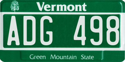 VT license plate ADG498