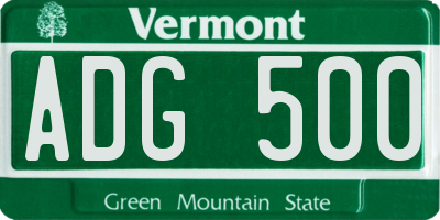 VT license plate ADG500