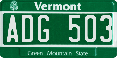 VT license plate ADG503