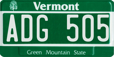VT license plate ADG505