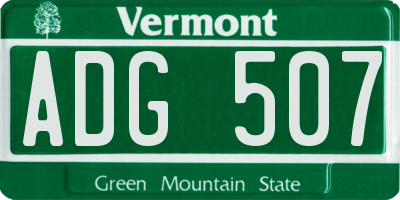 VT license plate ADG507