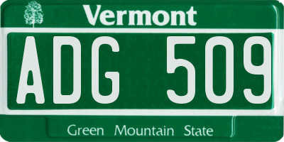 VT license plate ADG509