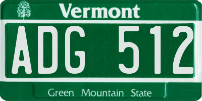 VT license plate ADG512