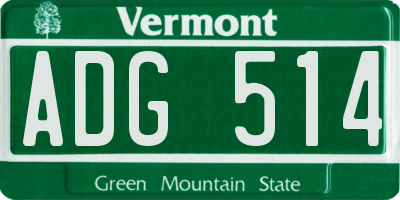VT license plate ADG514