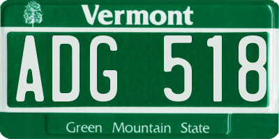 VT license plate ADG518