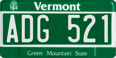 VT license plate ADG521
