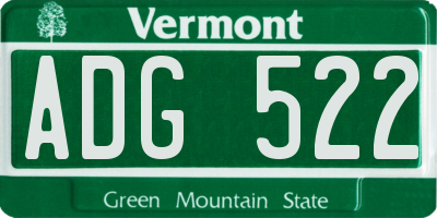 VT license plate ADG522