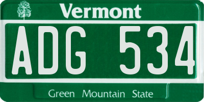 VT license plate ADG534