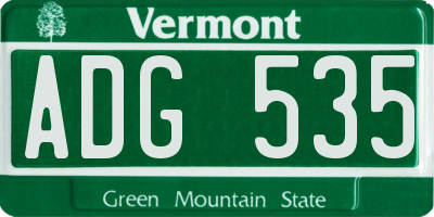 VT license plate ADG535