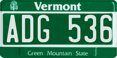 VT license plate ADG536