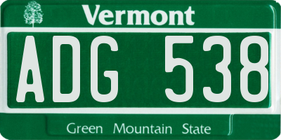 VT license plate ADG538