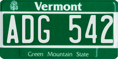 VT license plate ADG542