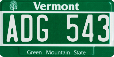 VT license plate ADG543