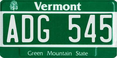 VT license plate ADG545