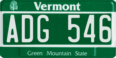 VT license plate ADG546