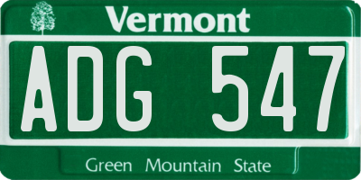 VT license plate ADG547